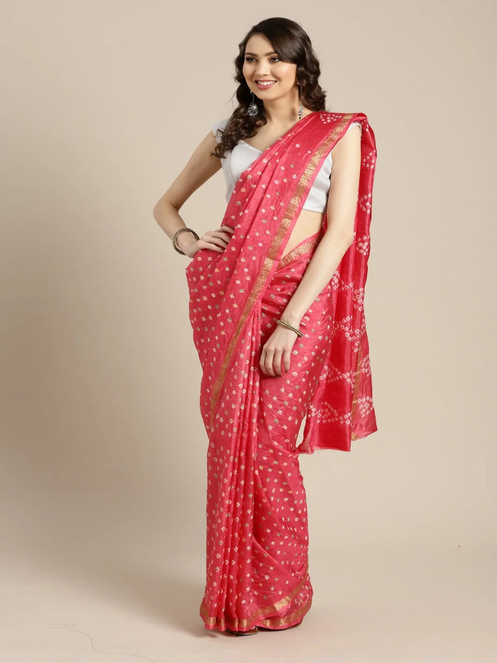 Bandhani Printed Zari Detailed Bandhani Saree