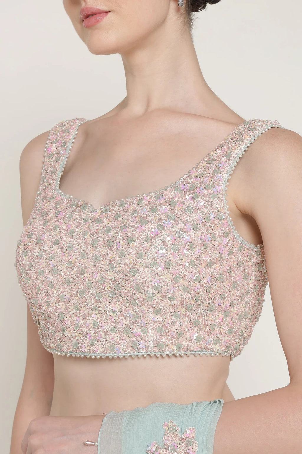 Aqua Starburst Drape Saree