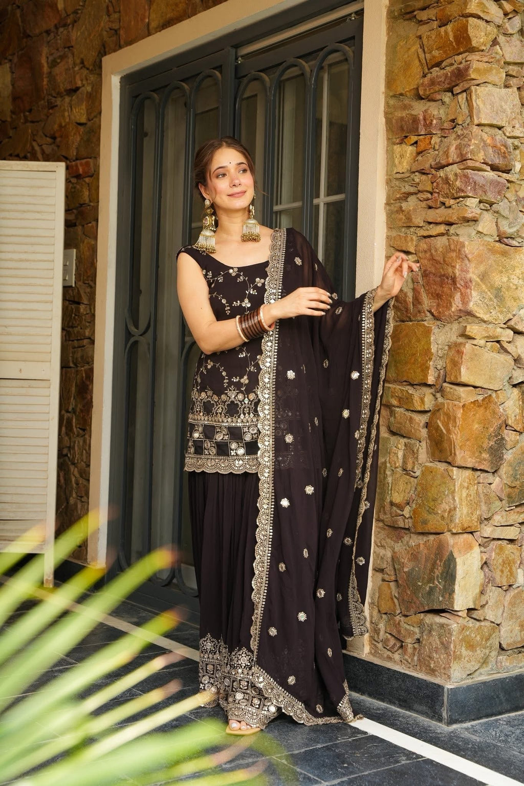 Mirzaa Brown Sharara Set
