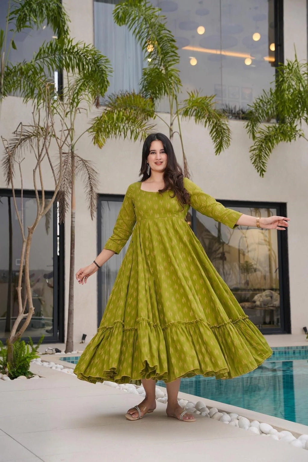 Olive Breeze Cotton Dress