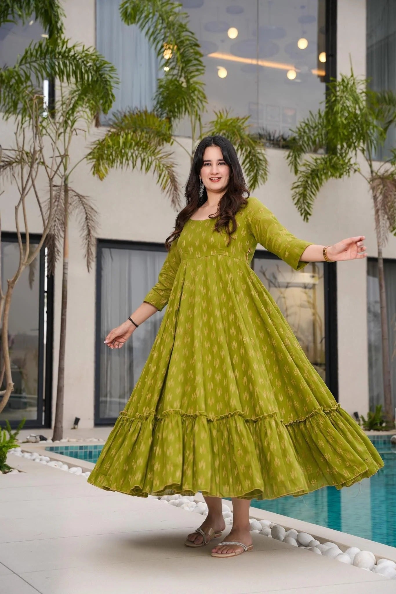 Olive Breeze Cotton Dress