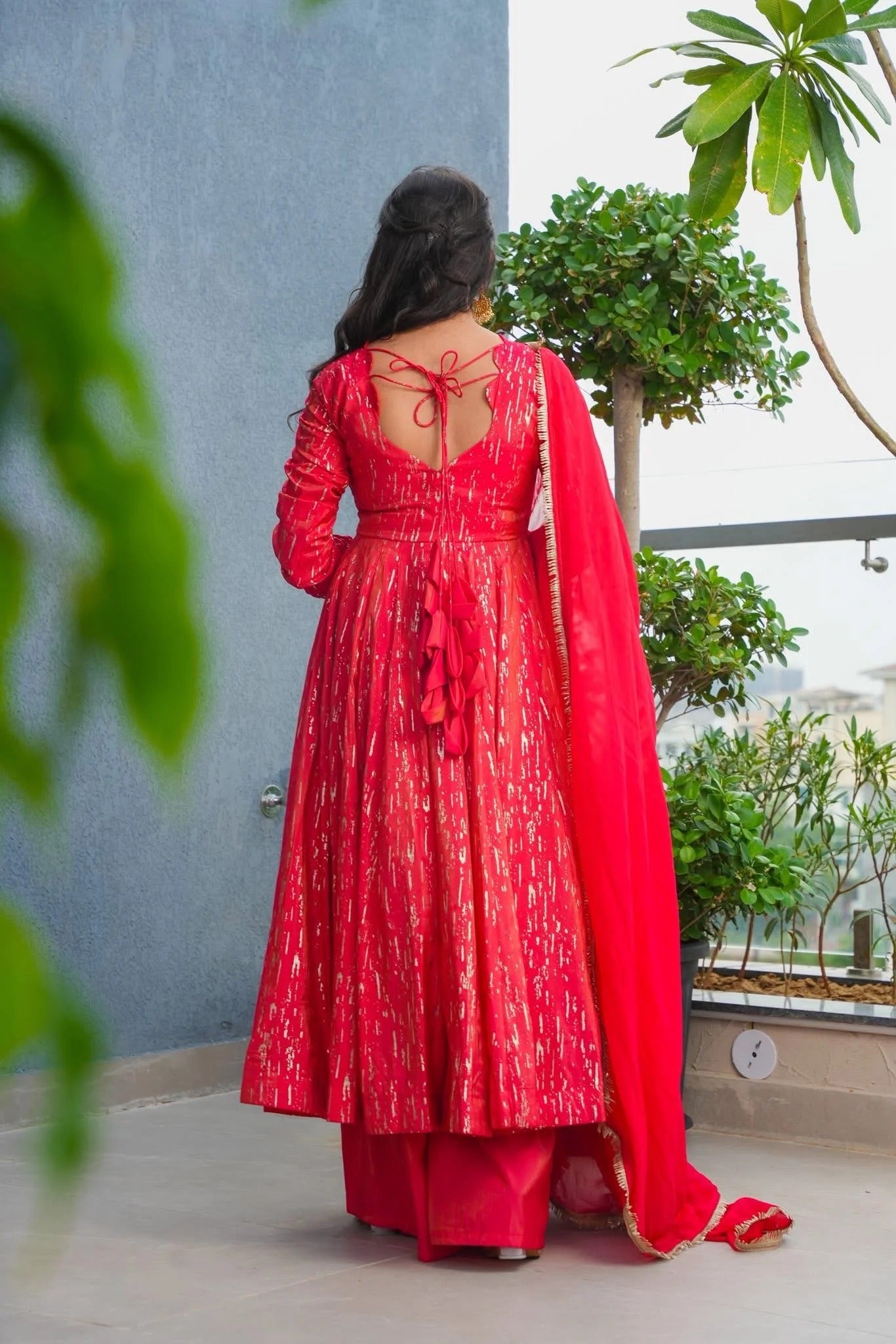 Mistara Red Festive Wear Anarkali Suit Set
