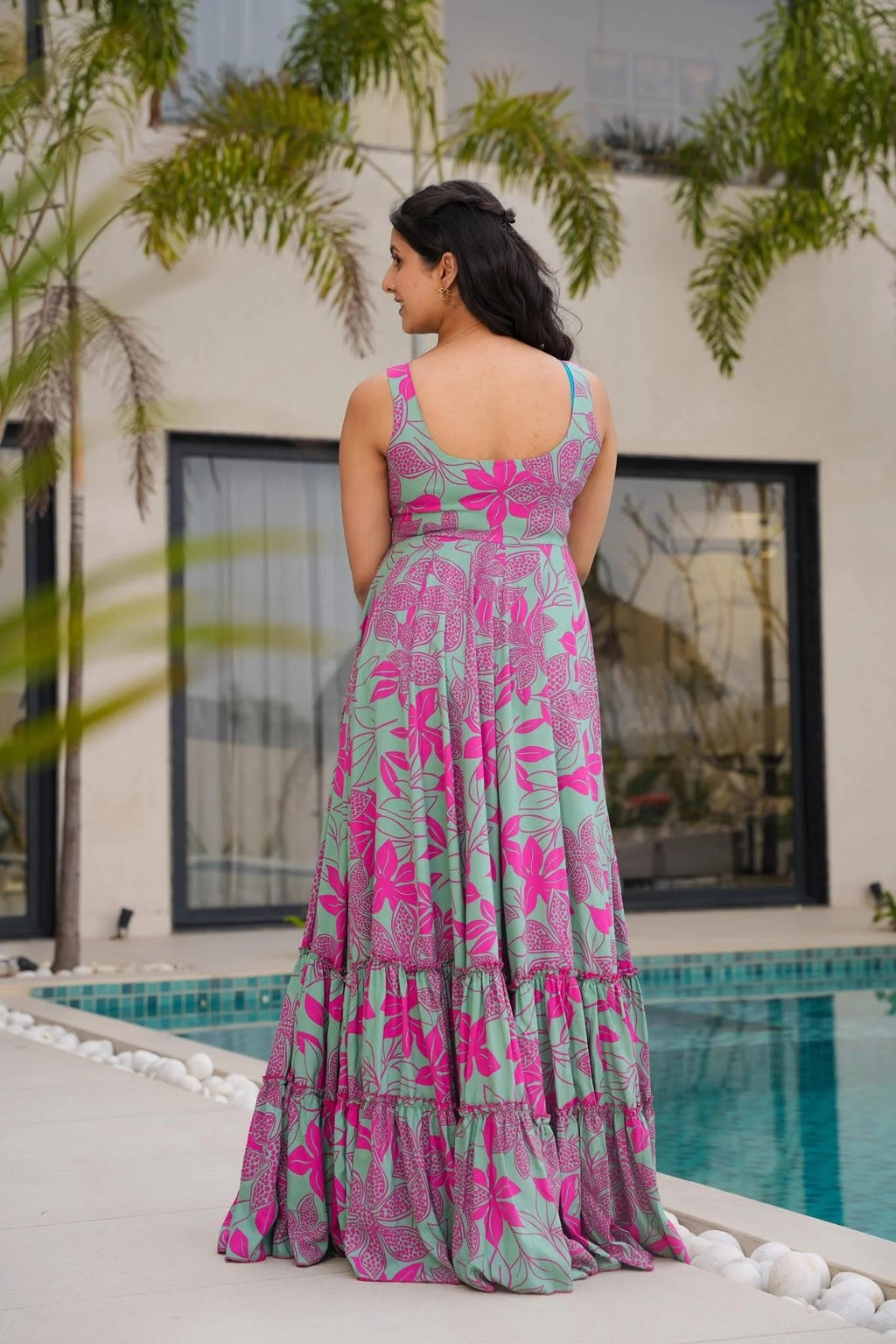 Mint Blossom Floral Maxi Dress