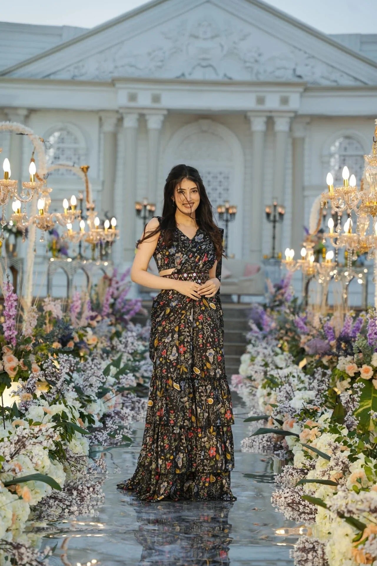 Padmashree black crepe saree