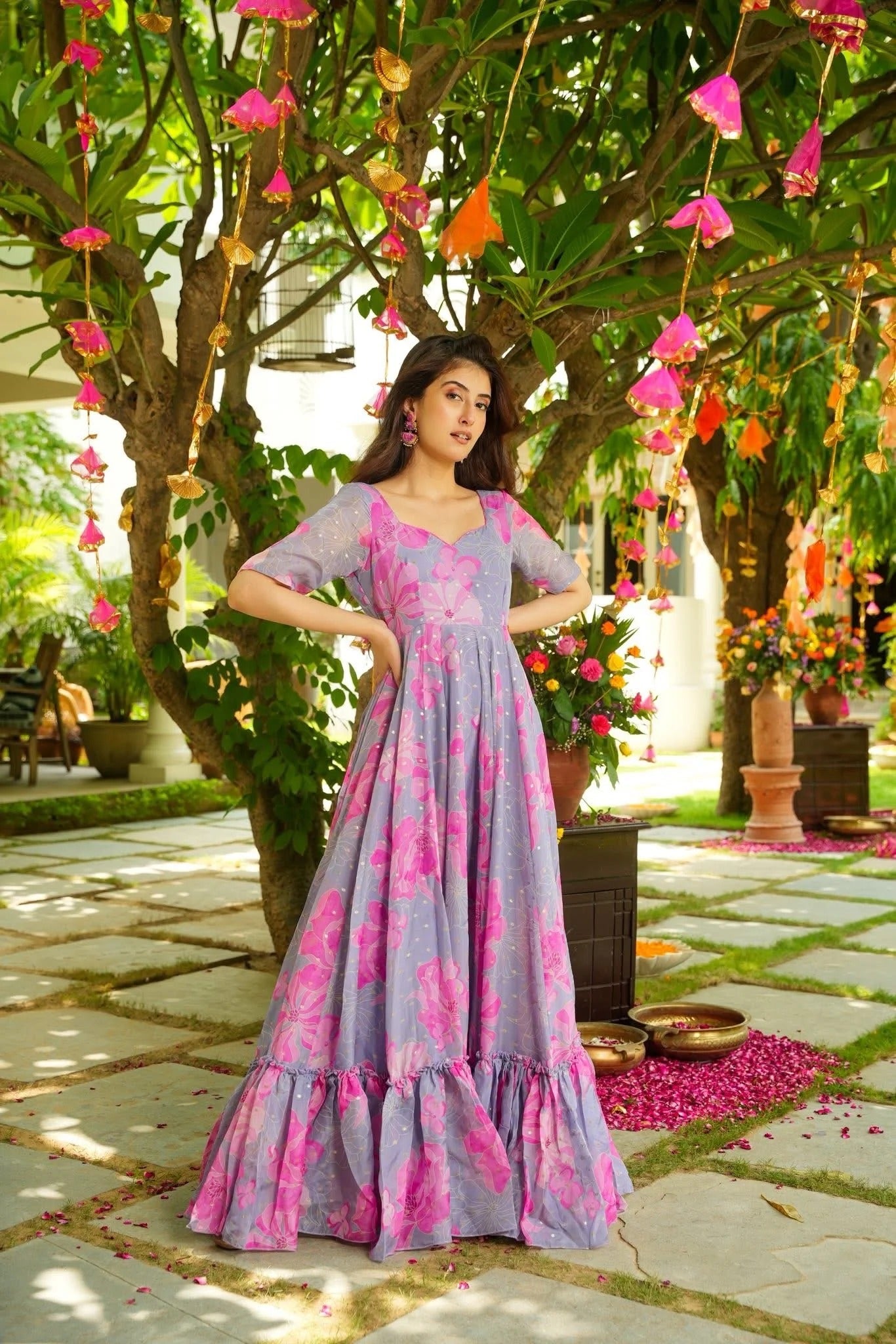 Lavina Floral Organza Maxi Dress