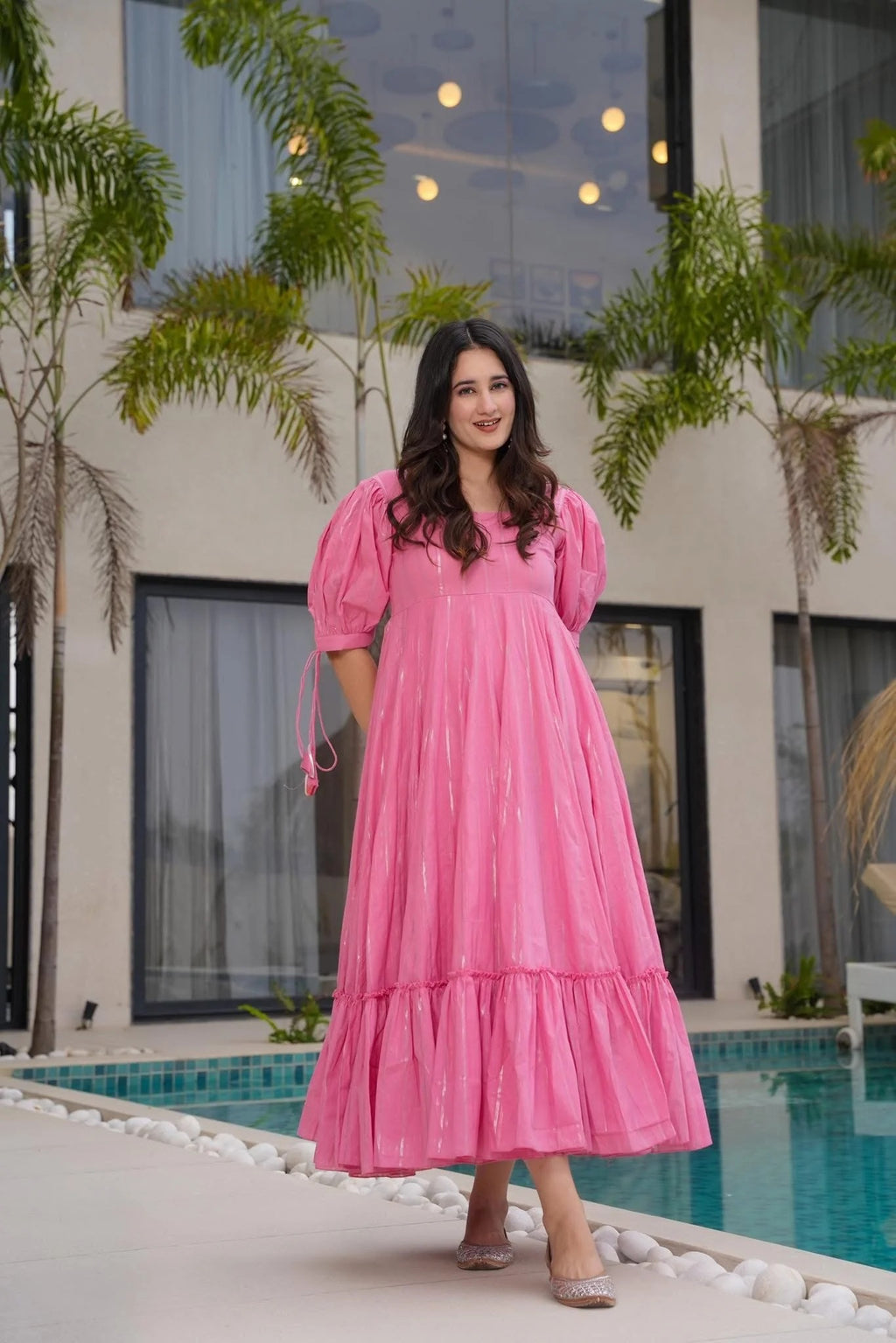 Petal Grace Pink Cotton Dress