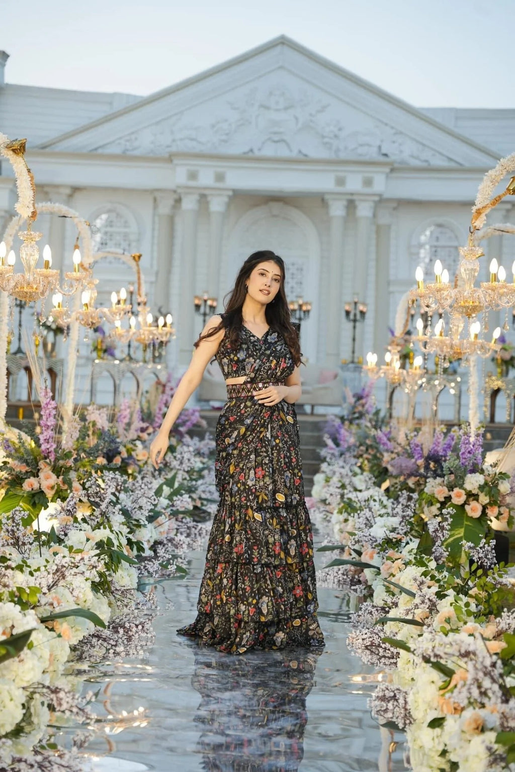 Padmashree black crepe saree