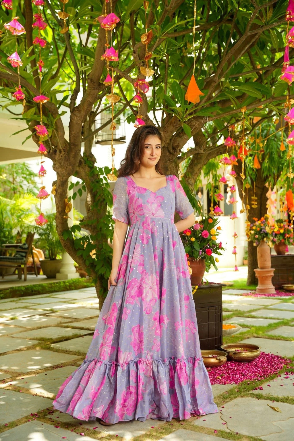 Lavina Floral Organza Maxi Dress