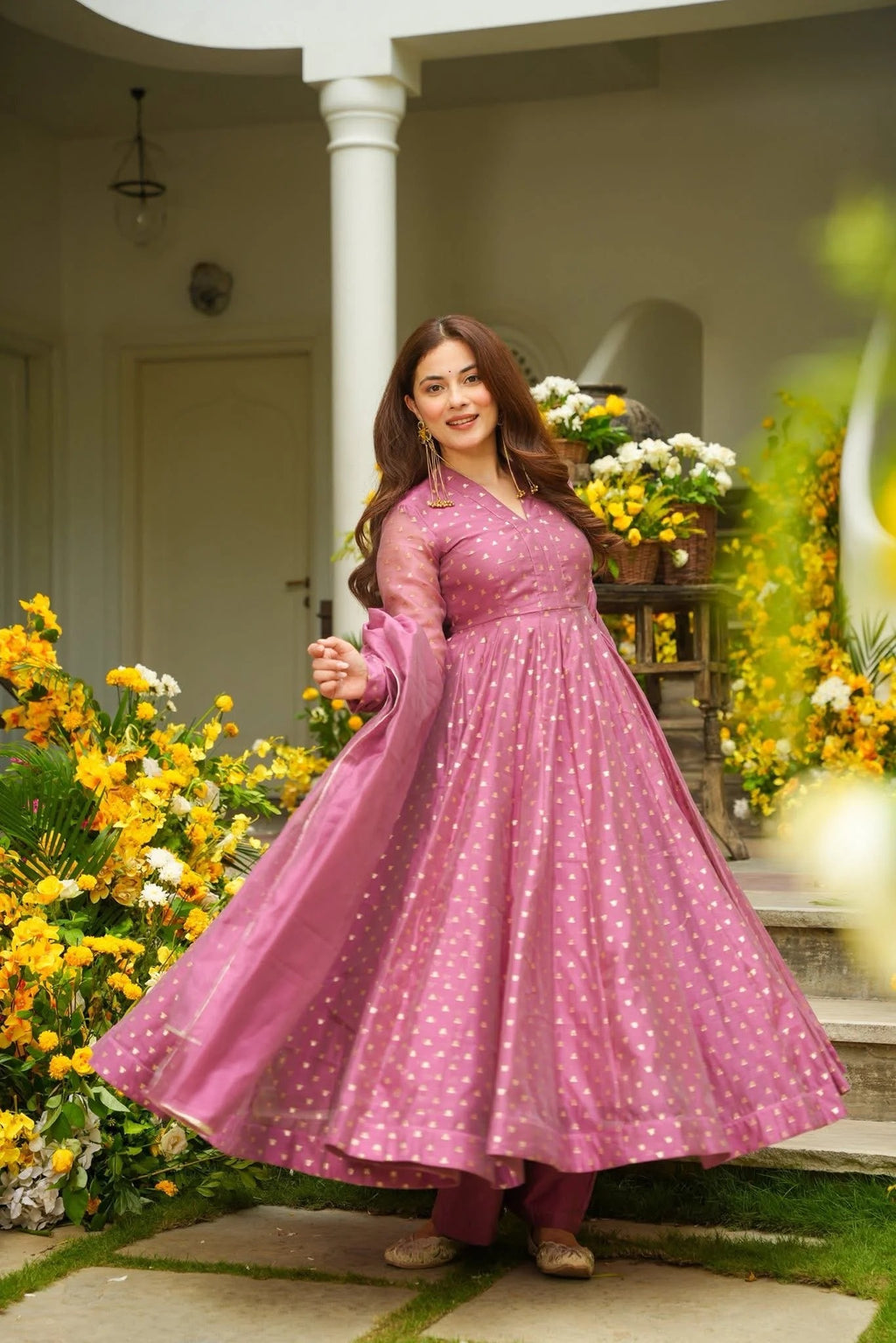 Saatvika Tyrian Chanderi Anarkali Suit Set