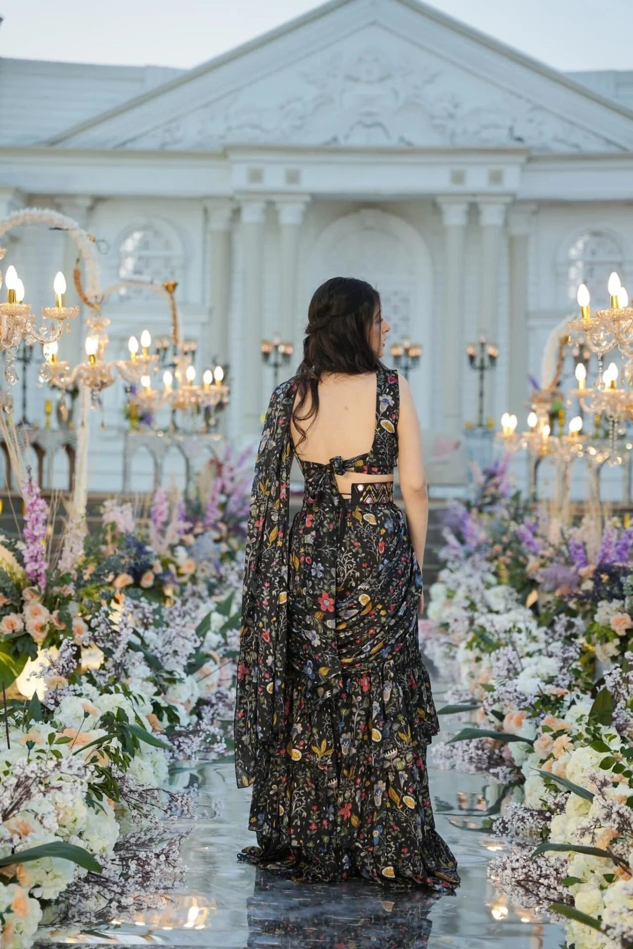 Padmashree black crepe saree