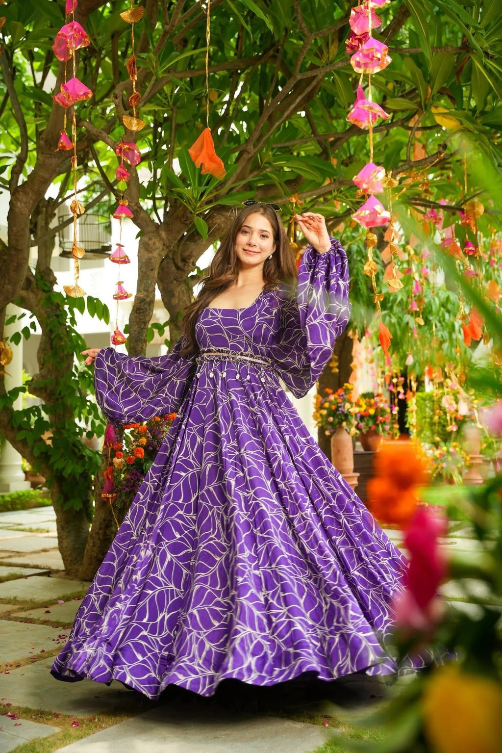 Wisteria Purple Chinon Maxi Dress