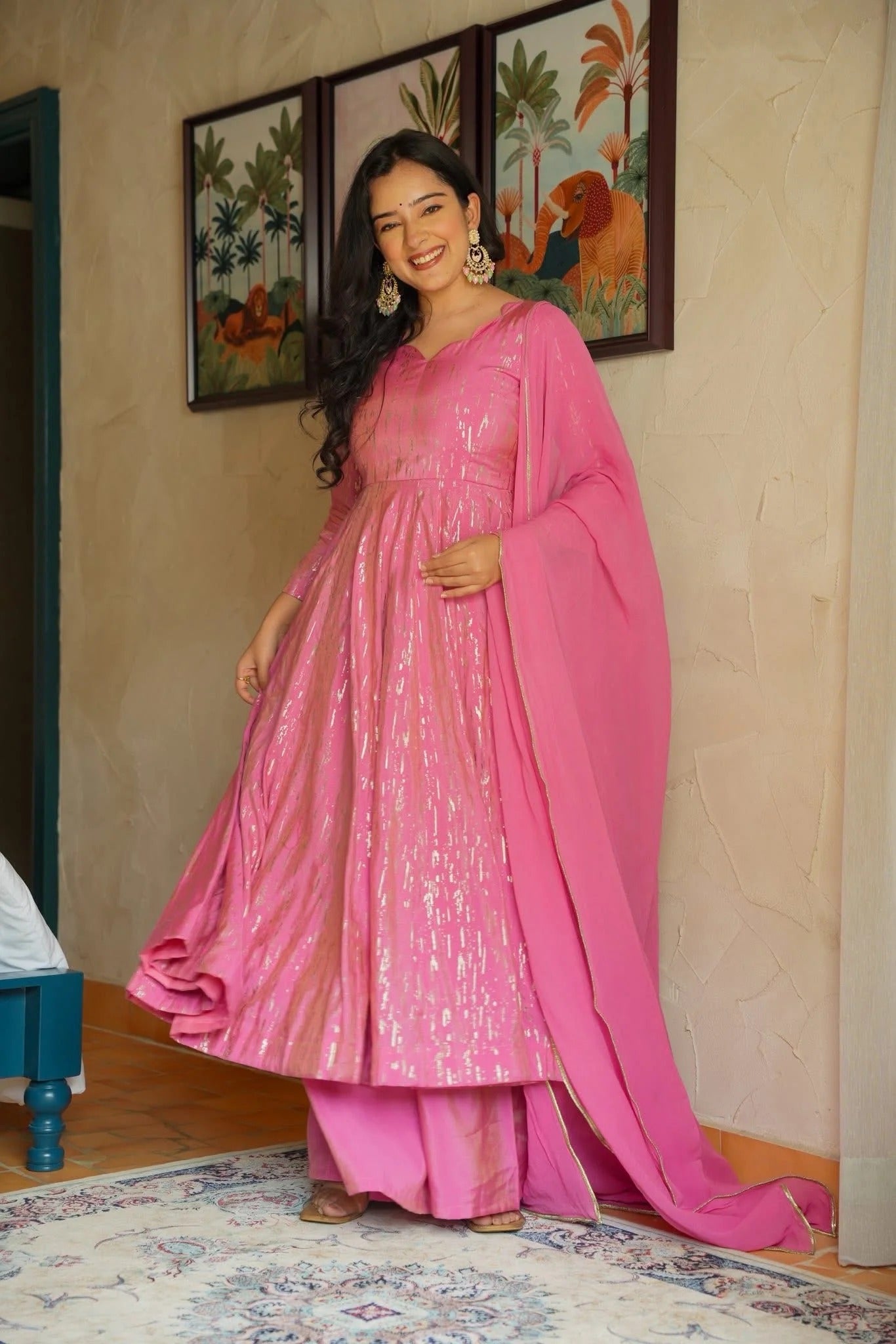 Fawna Pink Anarkali Suit Set with Dupatta