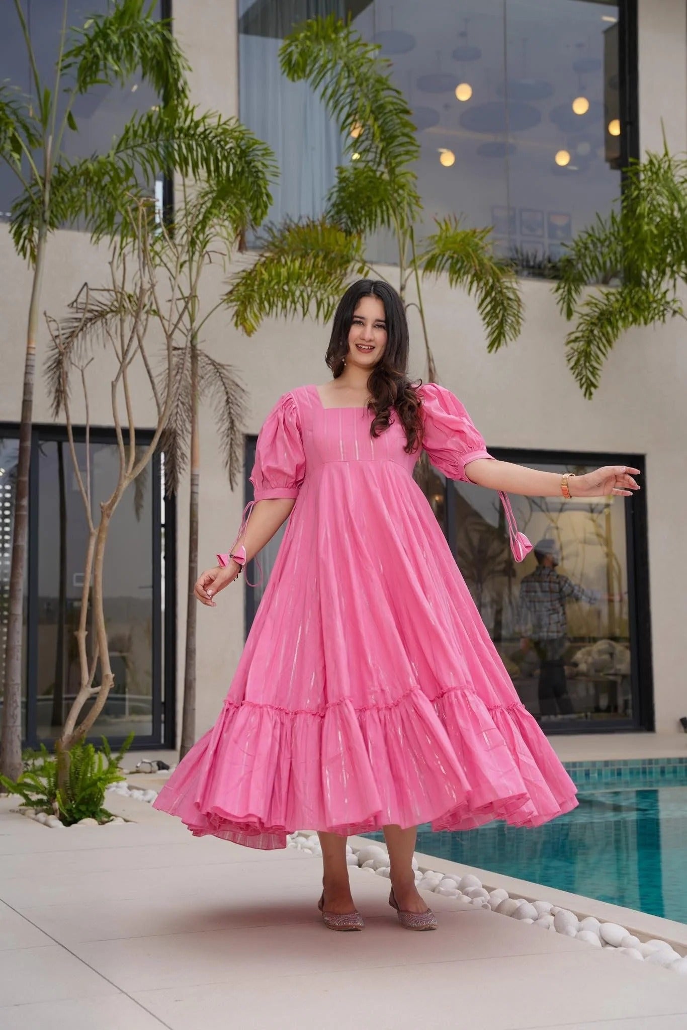 Petal Grace Pink Cotton Dress