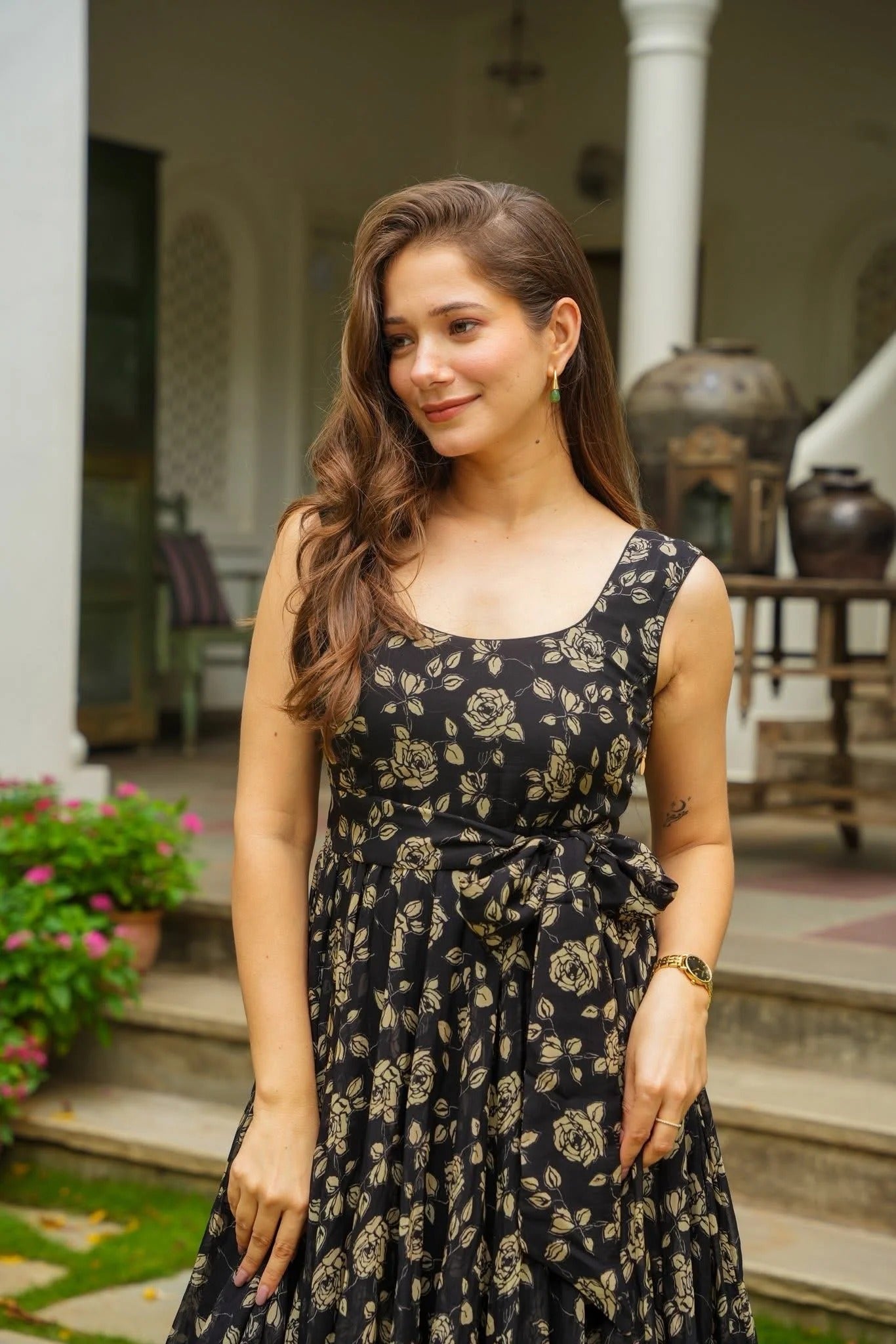 Midnight Petal Maxi Dress