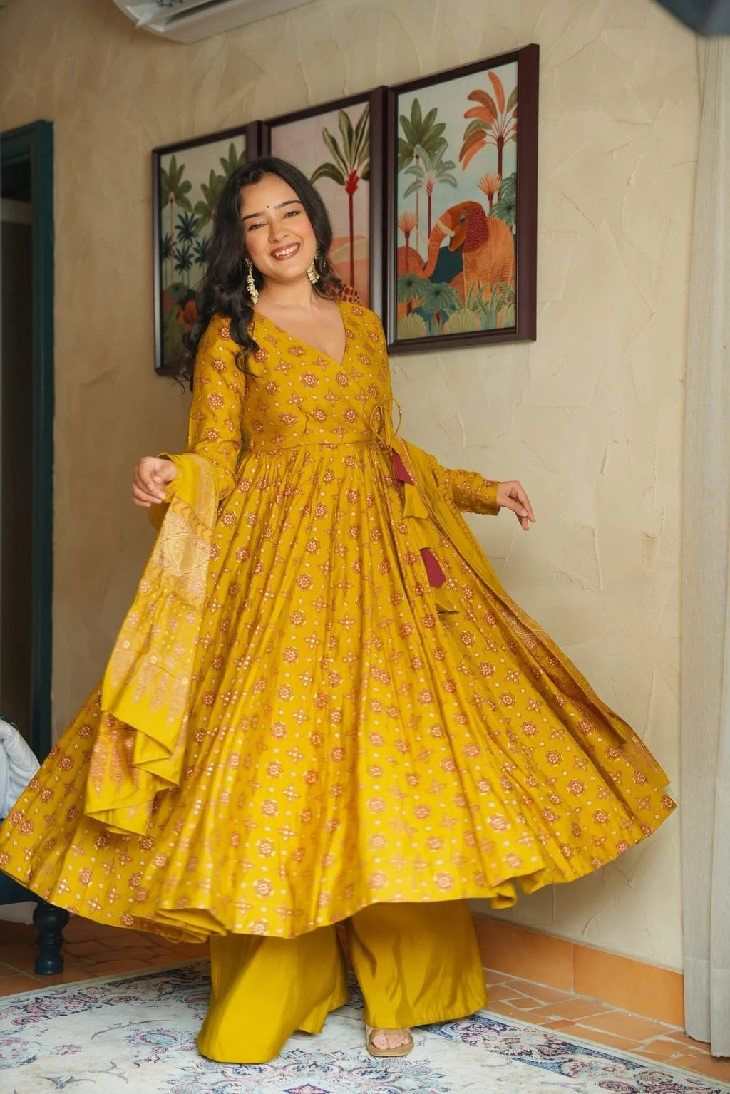 Hifza Yellow Muslin Anarkali Suit Set