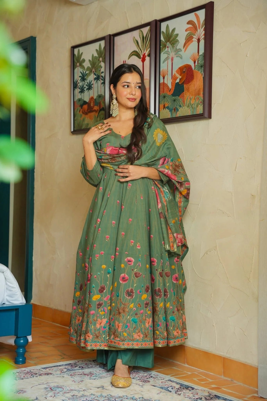 Gulmohar Tales Muslin Anarkali Suit Set