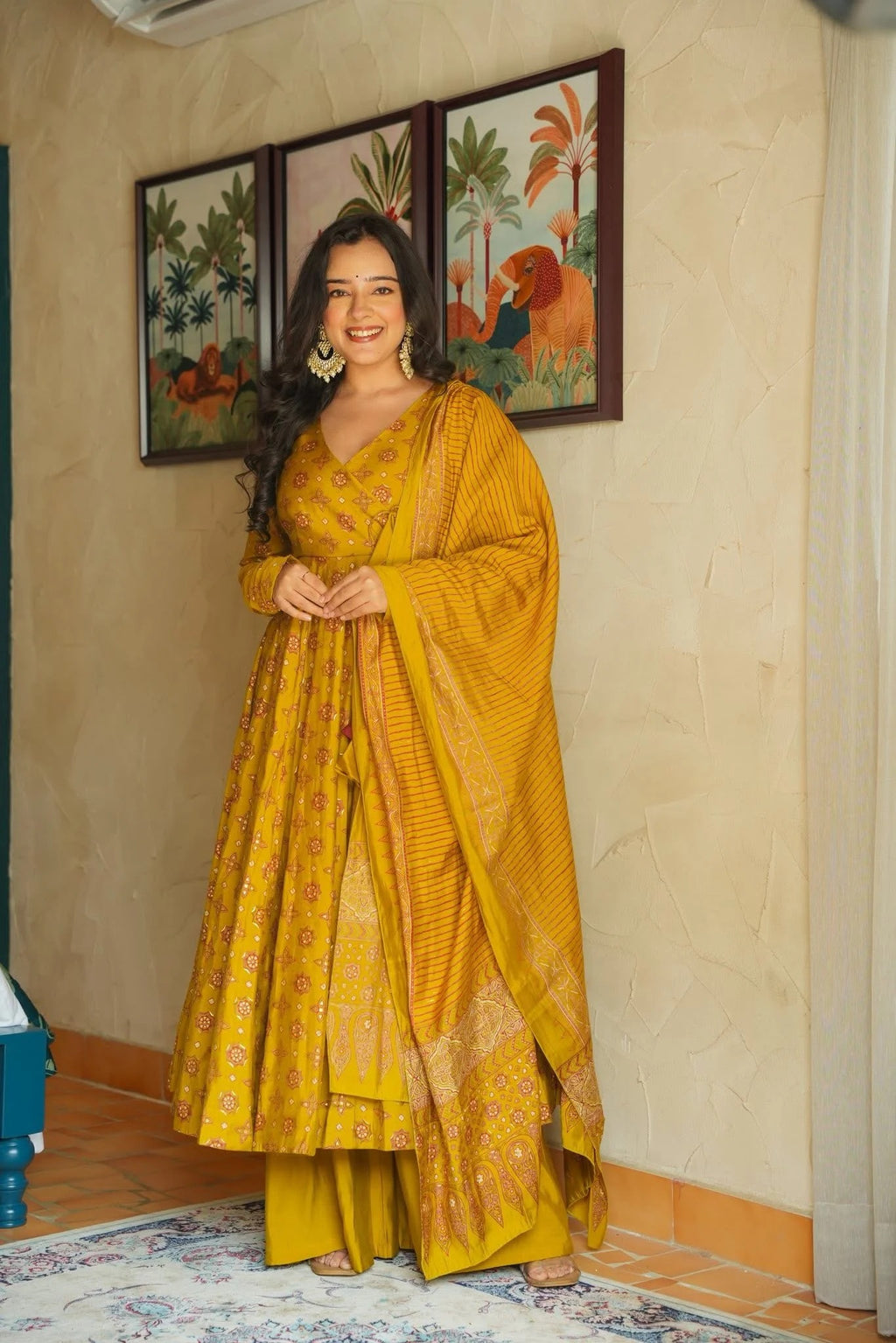 Hifza Yellow Muslin Anarkali Suit Set