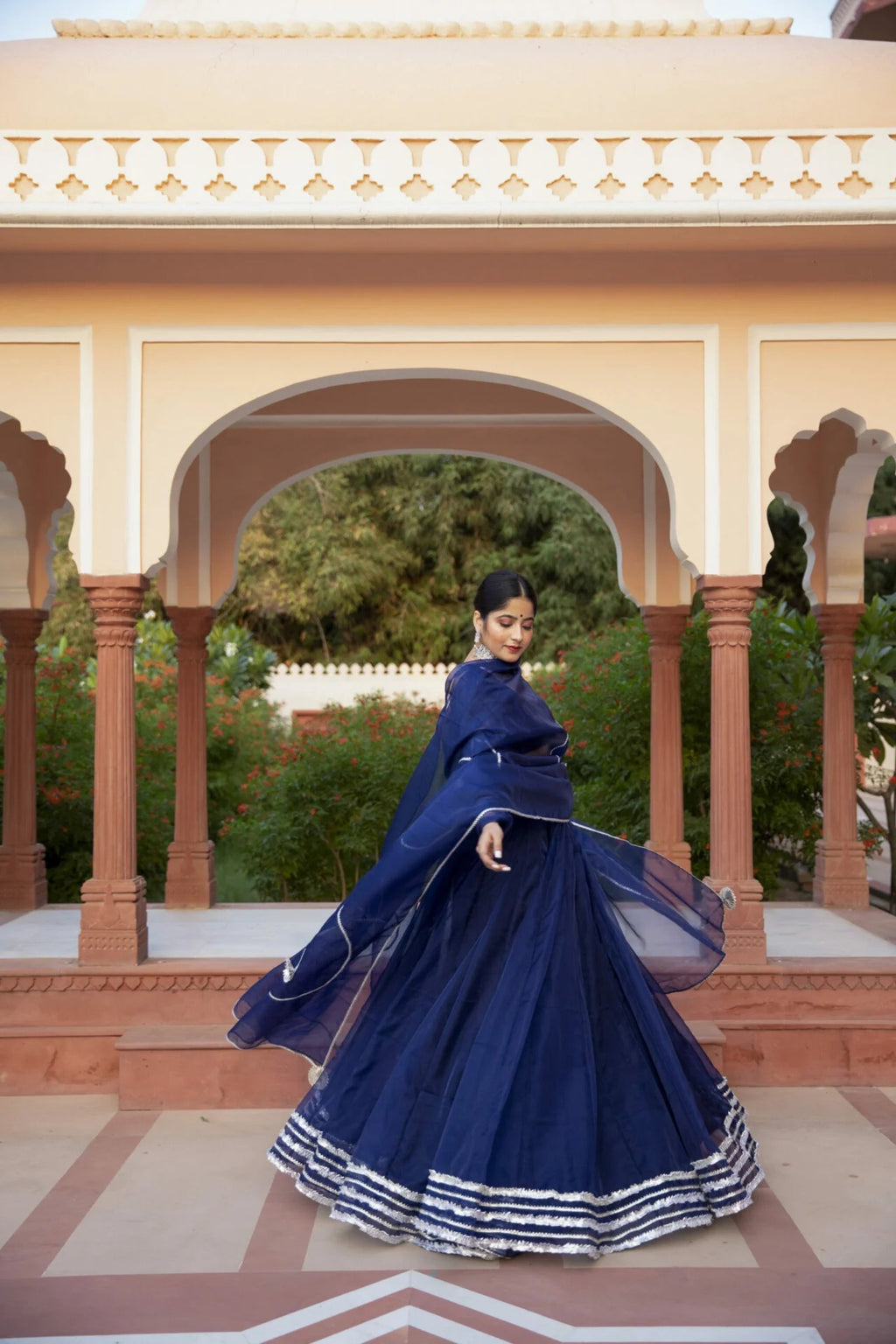 NAVY BLUE ORGANZA LEHENGA SET