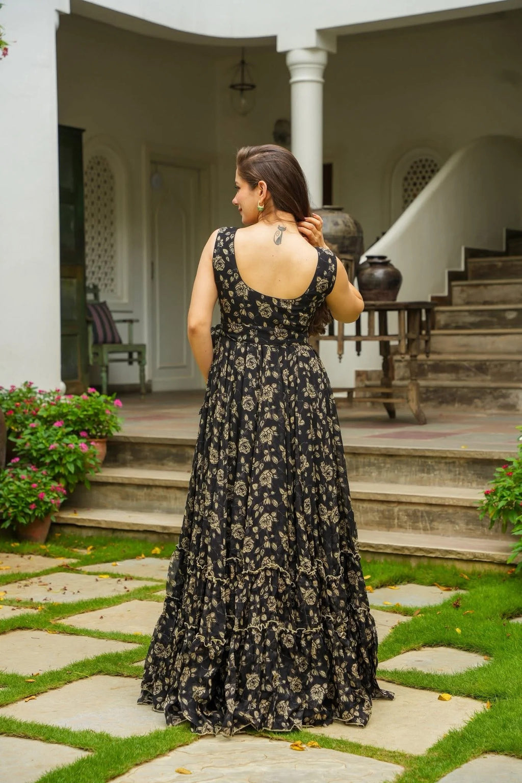 Midnight Petal Maxi Dress