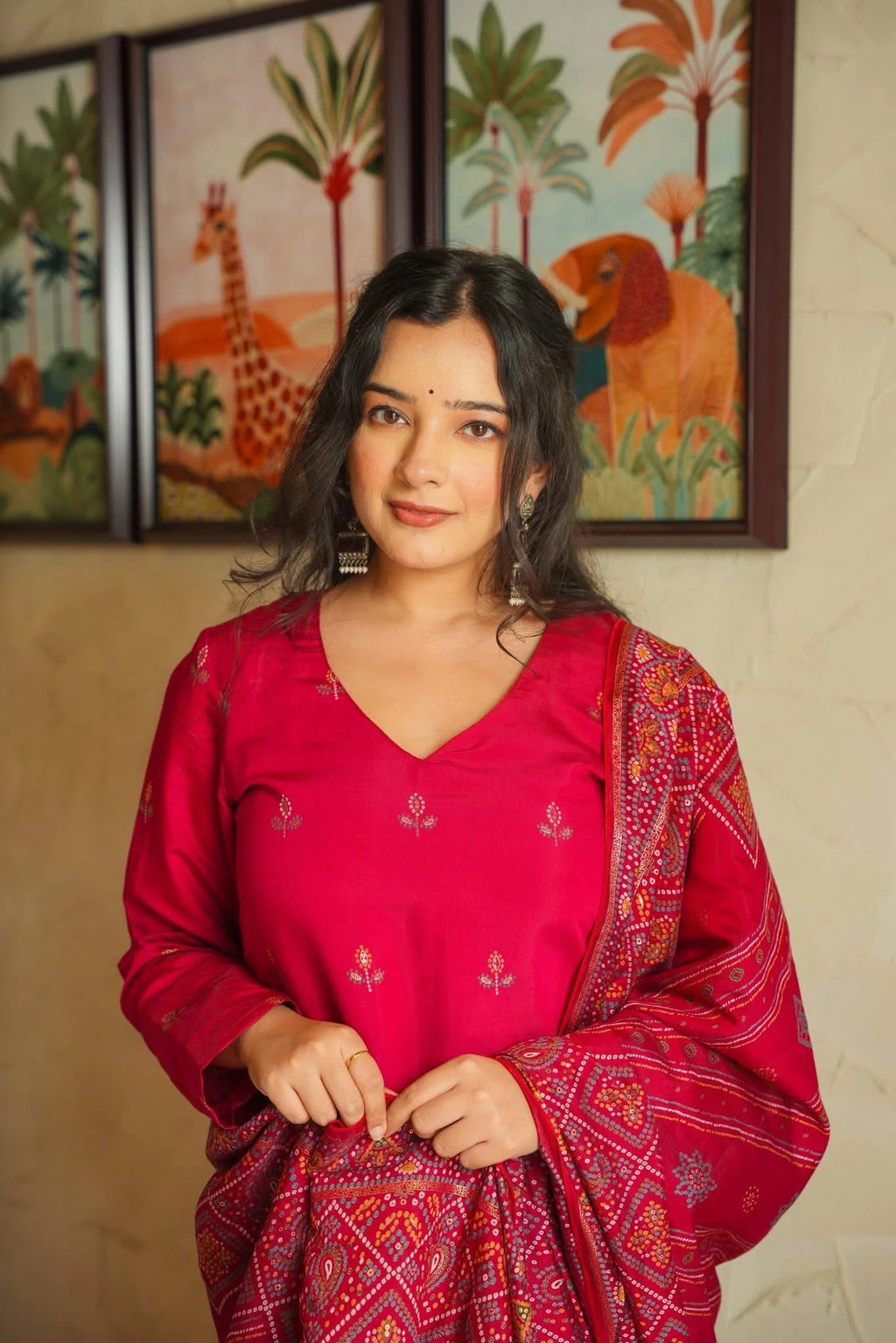 Shagun Red Kurta Set with Dupatta