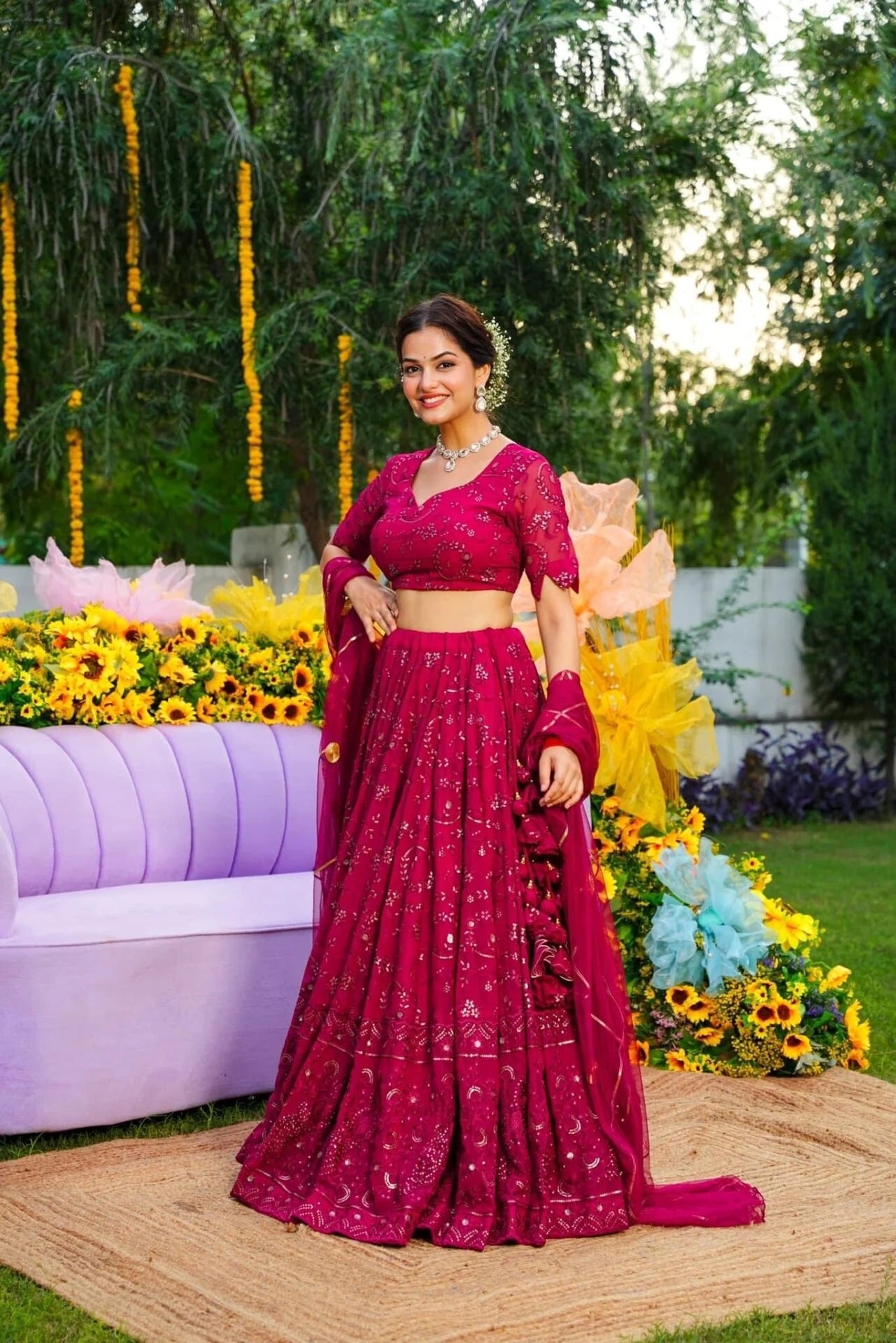 Berry Blush Georgette Lehenga Choli Set