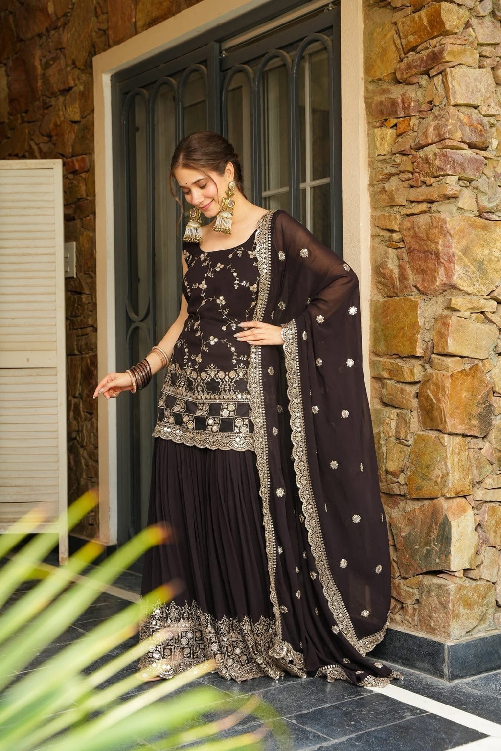 Mirzaa Brown Sharara Set