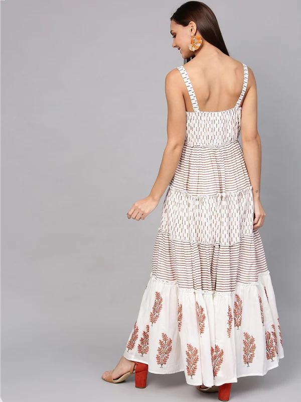 Simran Kaul Hundal In Off White Cotton Hand Block Print Dress