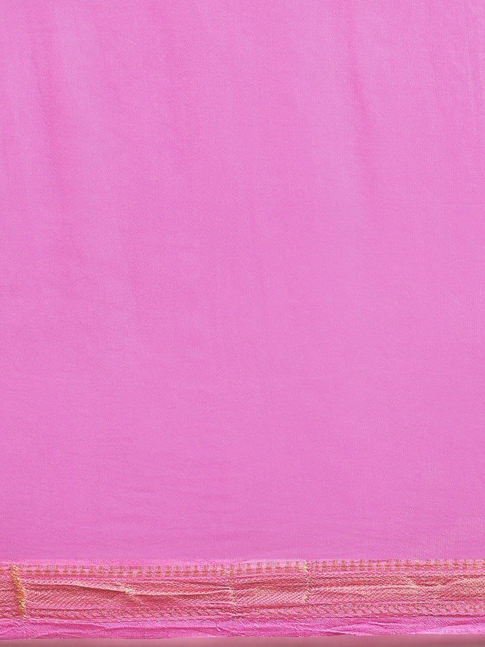 Bandhani Print Woven Zari Border Saree With Unstitched Blouse Piece