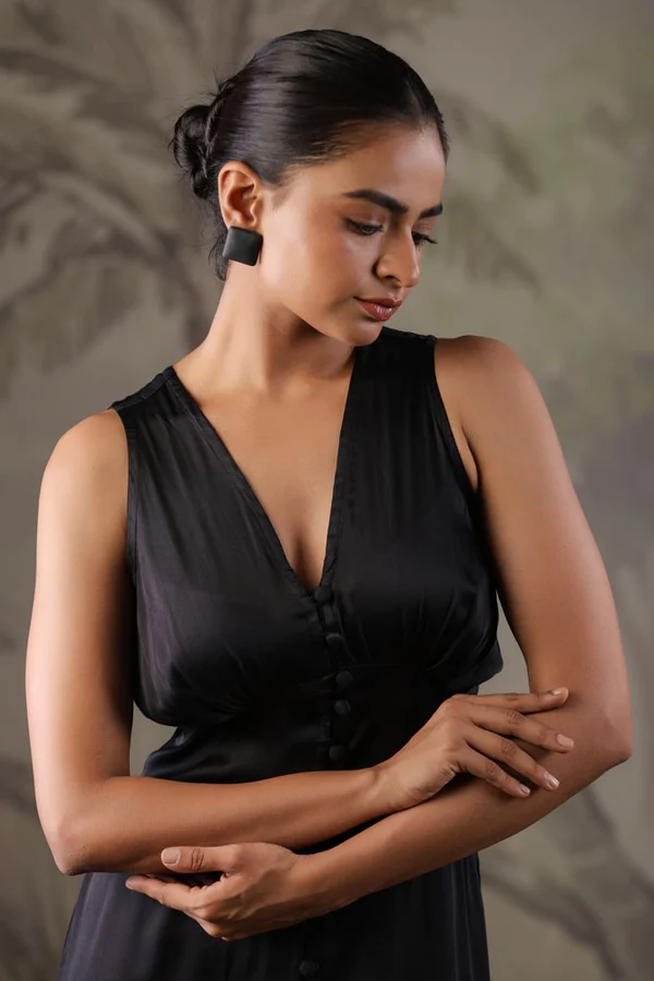 Black Dress With Hand Painted Black Scarf