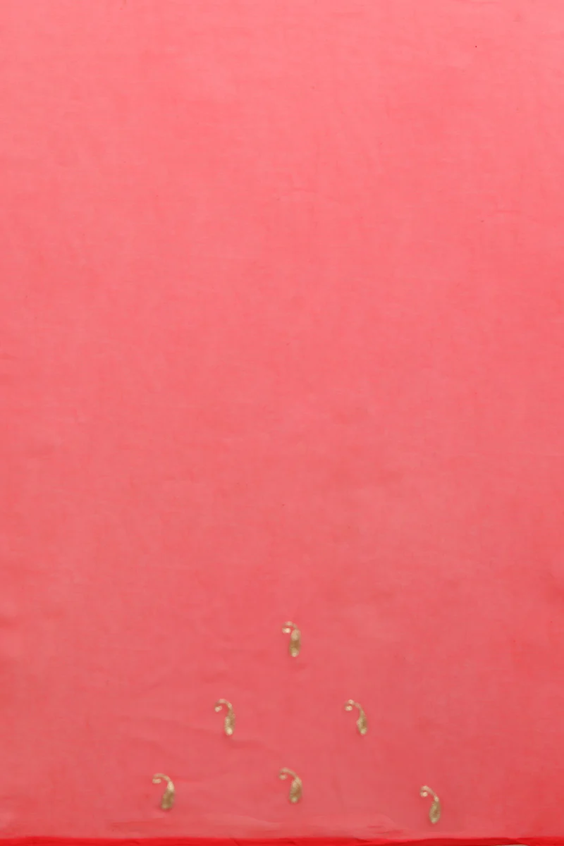 Red Hand Embroidered Chiffon Saree
