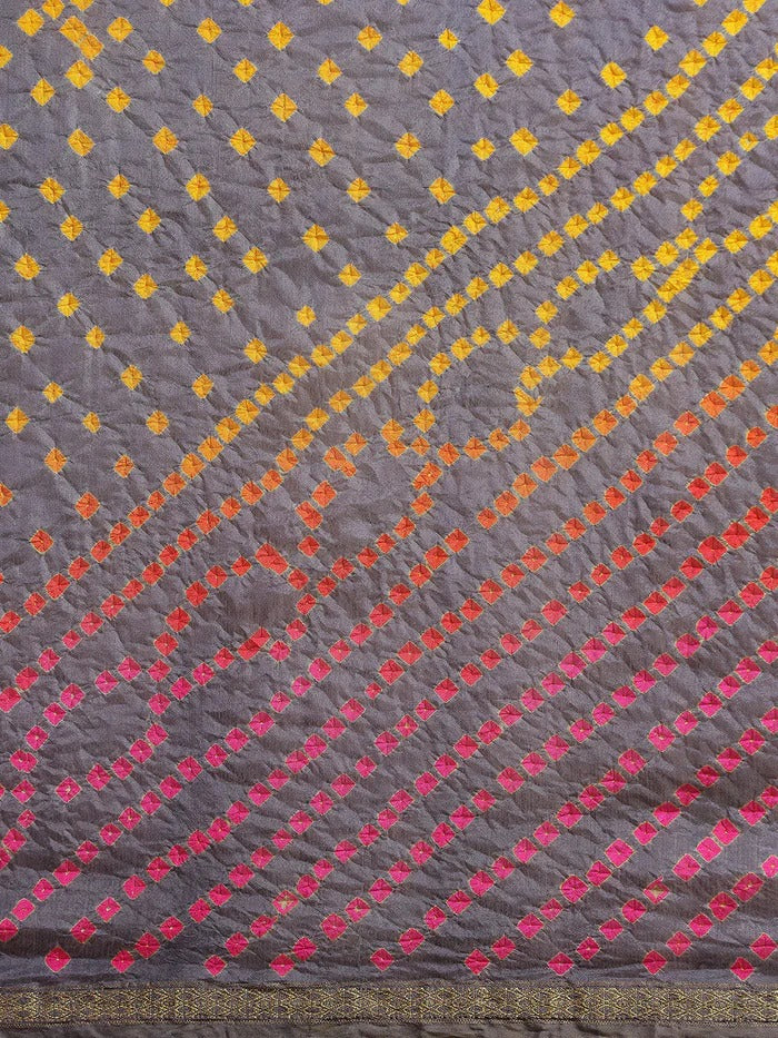 Bandhani Printed Zari Saree
