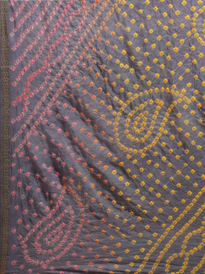 Bandhani Printed Zari Saree