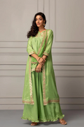 Green Shantoon Handcrafted Gota Patti Fusion Kurta Set