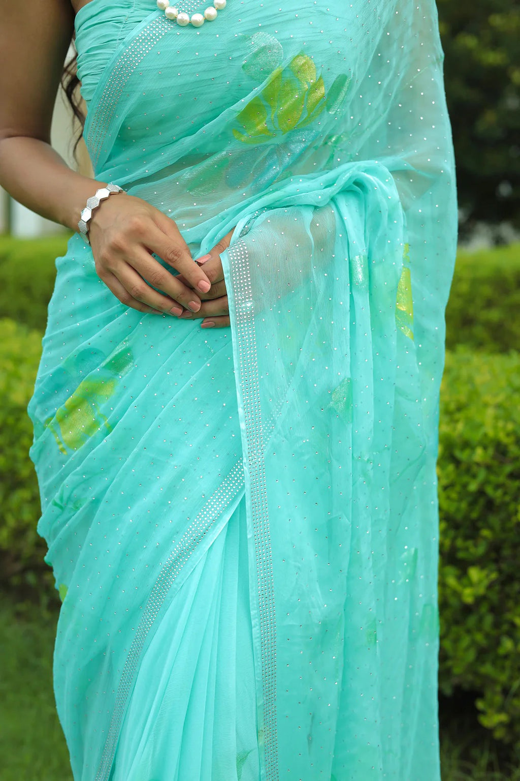 Chiffon Saree with Swarovski work