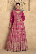Pink Georgette Gown with Embroidery & Sequins