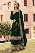 Green Georgette Anarkali Sharara Suit