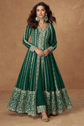 Green Long Jacket Style Palazzo Suit with Dupatta