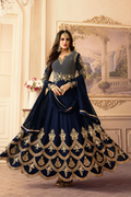 Blue Georgette Anarkali Suit with Zari & Diamond Work