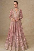 Dusty Rose Chinnon Silk Anarkali Palazzo Suit
