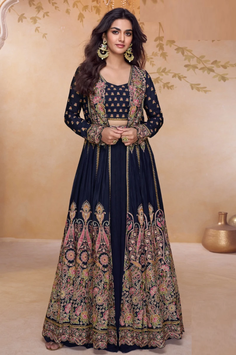 Black Georgette Anarkali Palazzo Suit