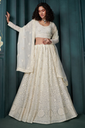 Off White Georgette Bridal Lehenga Choli with Heavy Embroidery
