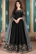 Black Adda Silk Sequins Embroidered Anarkali Suit