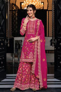 Pink Palazzo Suit in Chinnon with Embroidered Sequins