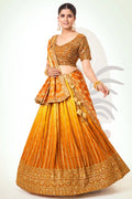 Ombre Mustard Sequin Lehenga with Heavy Embroidered Choli & Dupatta