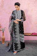 Black Organza Straight Suit with Bead Embellishments