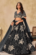 Black Art Silk Embroidered Lehenga Set