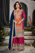 Multi-Color Chinon Palazzo Set with Mirror Embroidery