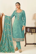 Green Crush Silk Embroidered Salwar Suit with Premium Dupatta