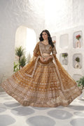Golden Net Embroidered Lehenga Choli