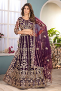 Purple Net Embroidered Sequins Lehenga Choli with Dupatta